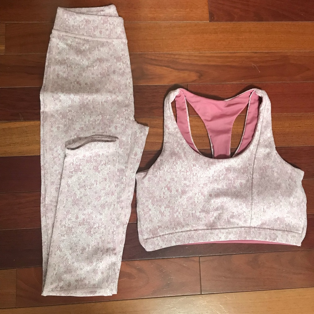 Gymshark fleur texture Dusty Pink Marl Set